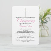 Invitation Christening Cross Daughter Rose Baby Rattle (Debout devant)