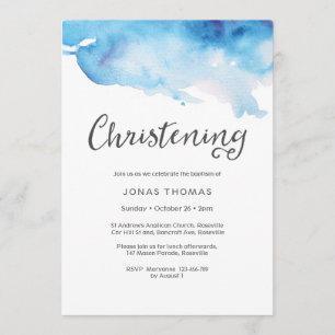 Invitation Christening éclaboussures d'aquarelle