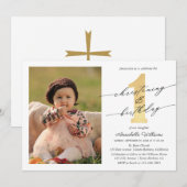 Invitation Christening Et Première Photo Anniversaire (Devant / Derrière)