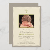 Invitation Christening Frame - Tan (Devant / Derrière)