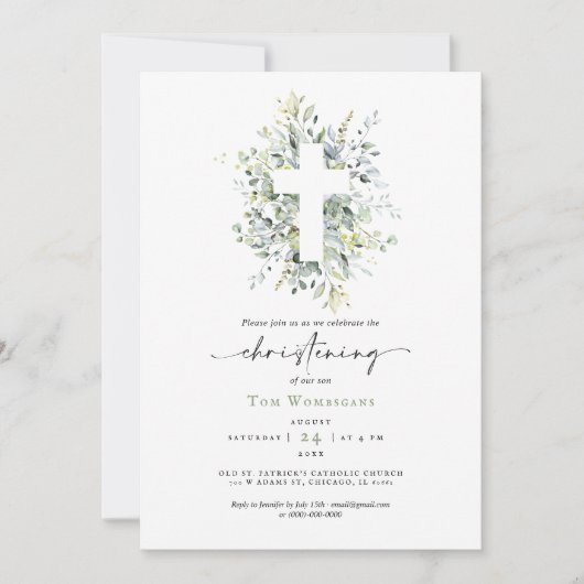 Invitation Christening Green (Devant)