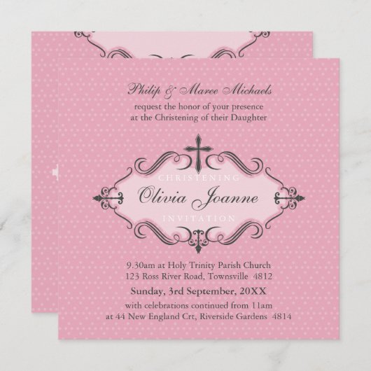 Invitation CHRISTENING INVITES : viva 8SQ (Devant / Derrière)
