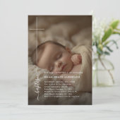 Invitation Christening moderne | Baptême photo neutre pour le (Debout devant)