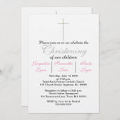 Invitation Christening Pink Triplets (Devant / Derrière)