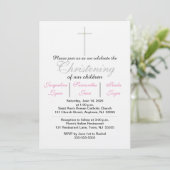 Invitation Christening Pink Triplets (Debout devant)