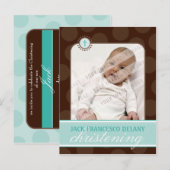 INVITATION CHRISTENING :: pois polka - vert jade (Devant / Derrière)