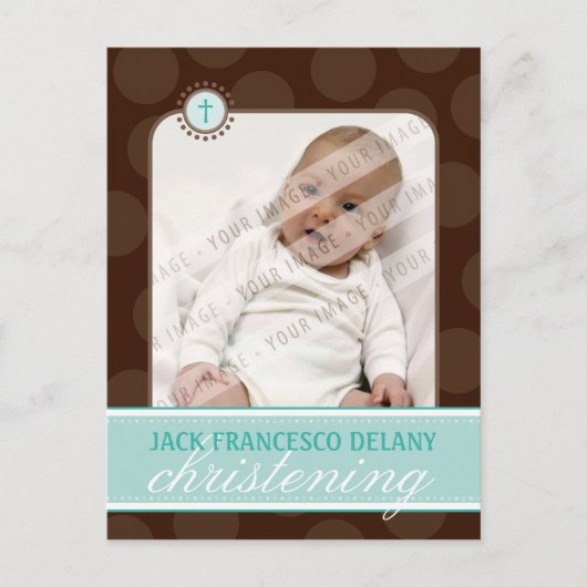 INVITATION CHRISTENING :: pois polka - vert jade (Devant)