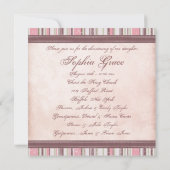 Invitation Christening rose et Brown (Dos)