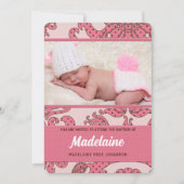 Invitation Christening rose et Brown pour fille avec photo (Devant)
