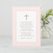 Invitation Christening Soft Rose et Brown (Debout devant)