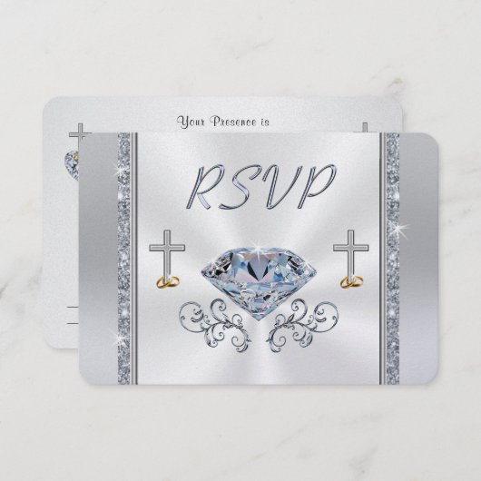 Invitation Christian 60e anniversaire RSVP avec choix de menu (Devant / Derrière)