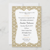 Invitation Christian Anniversaire Princesse Blanc et Or Damas (Dos)