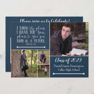 Invitation Christian Bible Verse Graduation Photo Collage