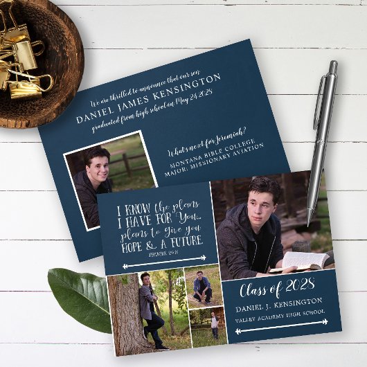 Invitation Christian Bible Verse Graduation Photo Collage