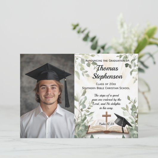 Invitation Christian Bible Verse Photo Graduation (Debout devant)