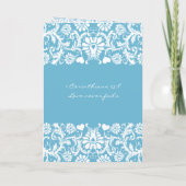 Invitation Christian Blue & White Damask Photo Mariage (Dos)