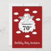 Invitation Christian Cherub Angel Joyeux 70e Anniversaire Rou (Devant)