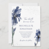 Invitation Christian Dusty Blue Iris simple Mariage à fleurs (Devant)
