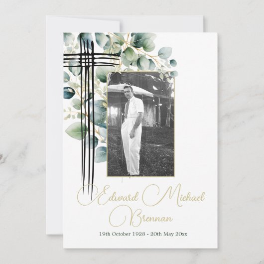 Invitation Christian Funeral Memorial Photo Botanique (Devant)