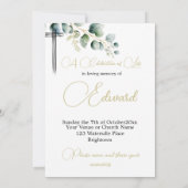 Invitation Christian Funeral Memorial Photo Botanique (Dos)