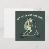 Invitation Christian Funny Frog Off To Praise The Lord Bible  (Devant / Derrière)