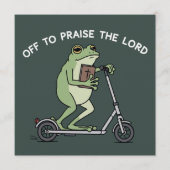 Invitation Christian Funny Frog Off To Praise The Lord Bible  (Devant)