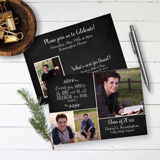 Invitation Christian Graduation Bible Verse Photo Collage