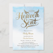Invitation Christian Heaven a envoyé des nuages bleus Baby sh (Devant)