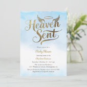 Invitation Christian Heaven a envoyé des nuages bleus Baby sh (Debout devant)