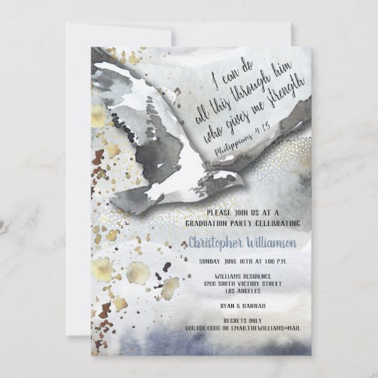 Invitation Christian Inspirational Eagle Graduation Party (Devant)