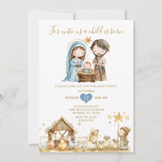 Invitation Christian Nativité Noël Maison de Noël (Devant)