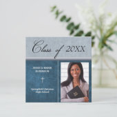 Invitation Christian Parochial School Photo Graduation Bleu (Debout devant)