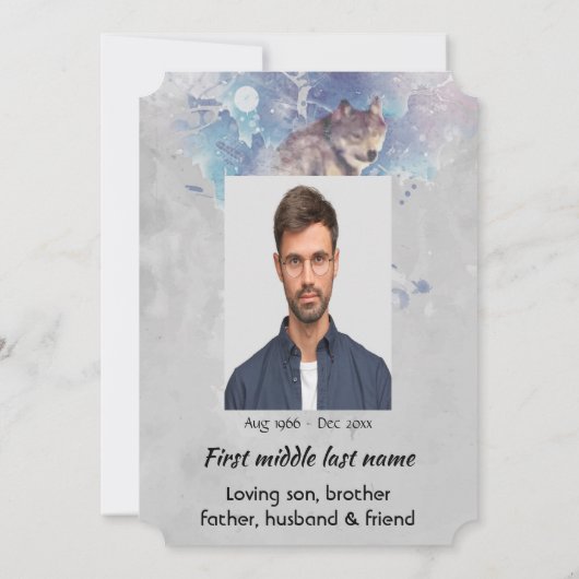 Invitation Christian Pocket Keepsaké loup commémoratif (Dos)