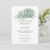 Invitation Christian Two Become One Aquarelle Vert Turquoise (Debout devant)