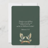 Invitation Christian Two Become One Aquarelle Vert Turquoise (Dos)