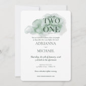 Invitation Christian Two Become One Aquarelle Vert Turquoise (Devant)