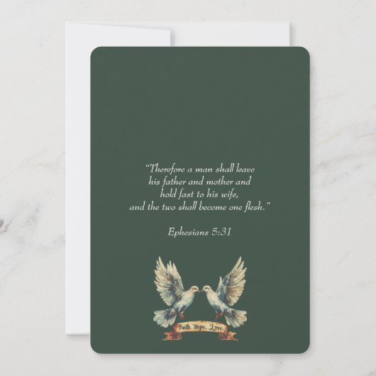 Invitation Christian Two Devenir Un Aquarelle Vert Sarcelle (Dos)