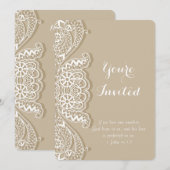 Invitation Christian Vintage Classique Blanc dentelle Mariage (Devant / Derrière)
