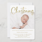 Invitation Christine | Or minimal simple avec deux photos (Devant)