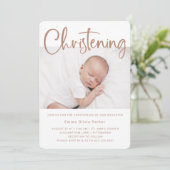 Invitation Christine | Simple minimal Rose Gold Deux photos (Debout devant)