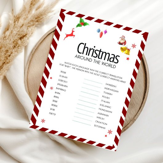 Invitation Christmas Around the World Guessing Game card