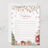 Invitation Christmas Baby Shower Prediction Card (Devant)