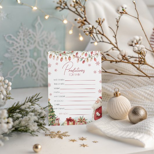 Invitation Christmas Baby Shower Prediction Card