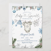 Invitation Christmas Baby Sprinkle clothesline Baby Shower (Devant)