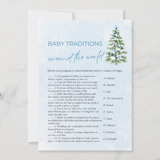 Invitation Christmas Baby Traditions Around The World Game (Devant)
