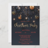 Invitation Christmas Balls Black Company Party (Devant)