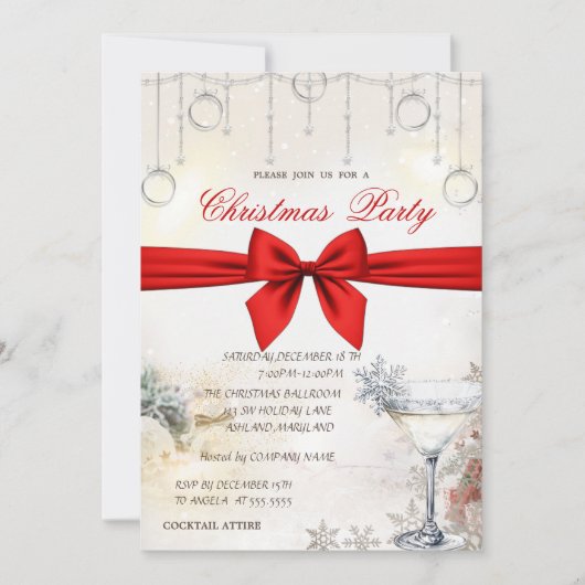 Invitation Christmas Balls,Bow Glass Corporate Christmas  (Devant)