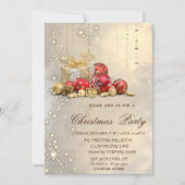 Invitation Christmas Balls présente Gold Christmas Party (Devant)