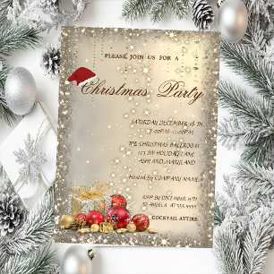 Invitation Christmas Balls présente Parties scintillant Noël
