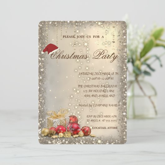 Invitation Christmas Balls présente Parties scintillant Noël (Debout devant)